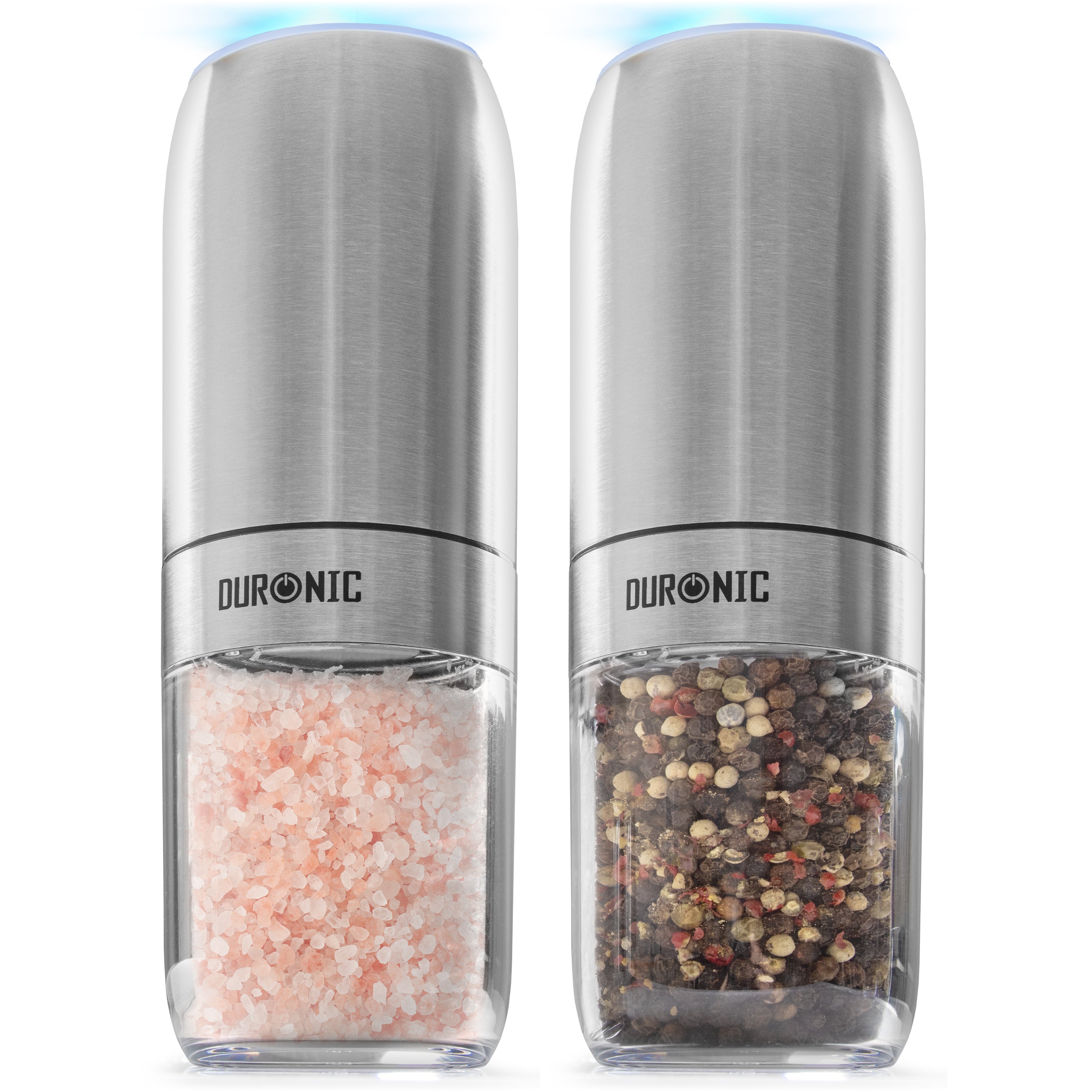 Duronic EMB2 electic salt and pepper grinder set filled with himalayan salt and mixed peppercorns