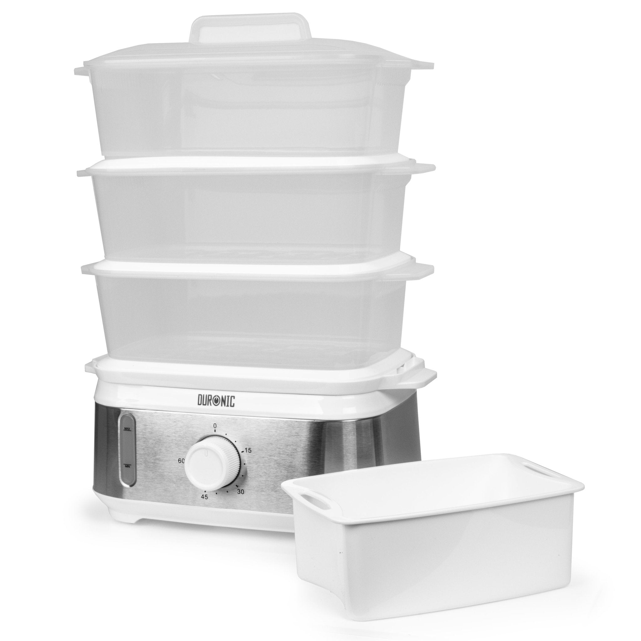 Duronic FS95 food steamer 3 tiers for eggs, rice, meat, vegetables