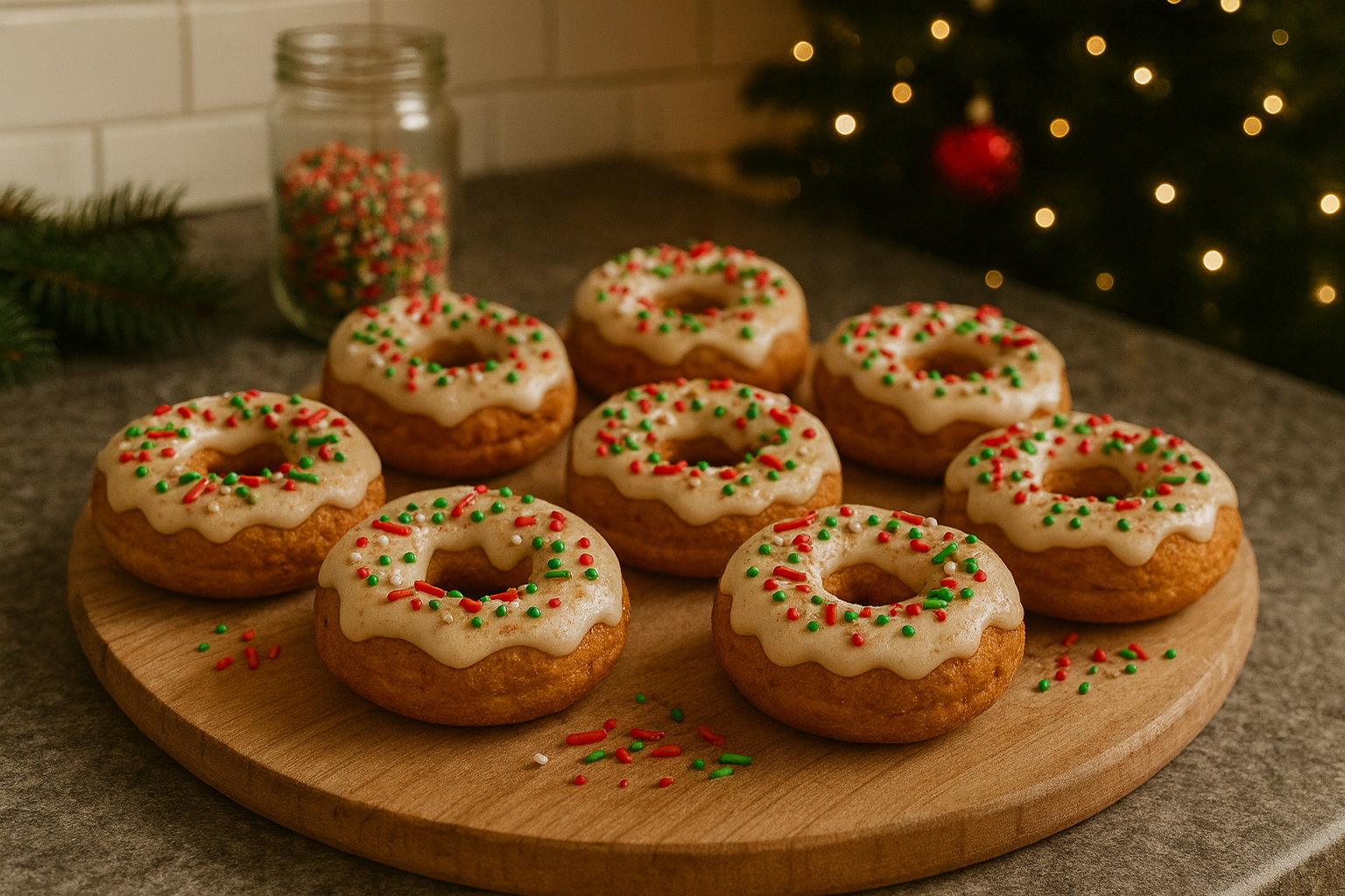 Delicious fresh homemade Christmas doughnuts made using the Duronic AF34 large air fryer