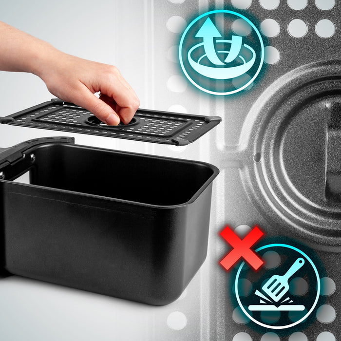 Image of how to clean your dual air fryer basket and how not to clean it