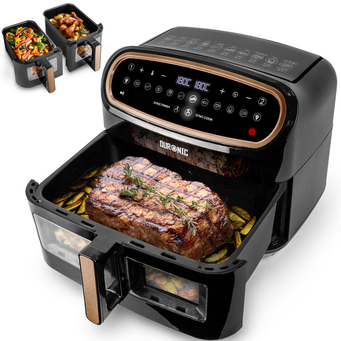 Large drawer air fryer with food