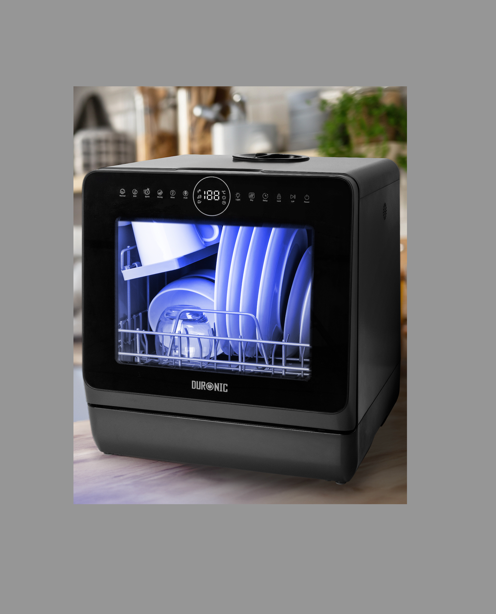 Duronic DW5 BK compact table top dishwasher for cleaning dishes, cutlery, glasses, fruit