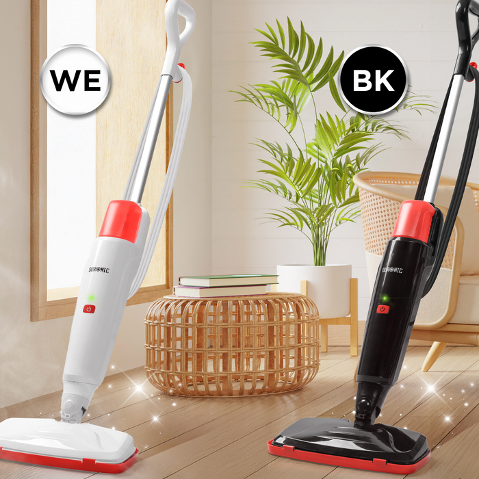 Duronic STM15 electric steam mop aesthetically shown together in living room
