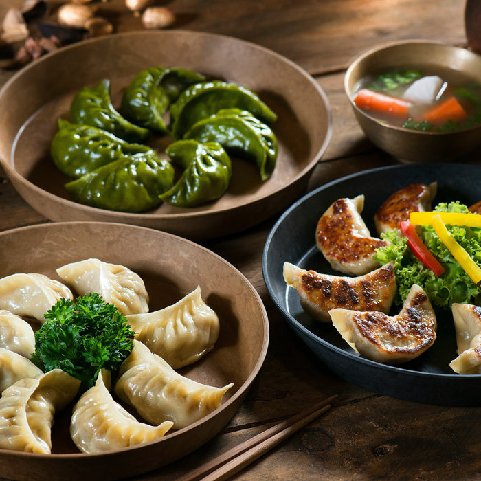 Various dumplings made using the Duronic FS95 electric food steamer