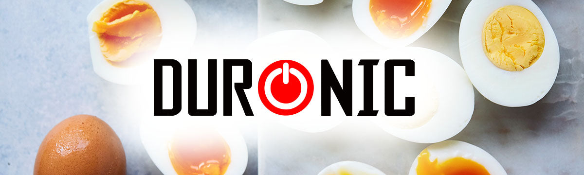 Boiled eggs shown that have been cooked using the Duronic electric egg boiler for soft, medium and hard boiled eggs