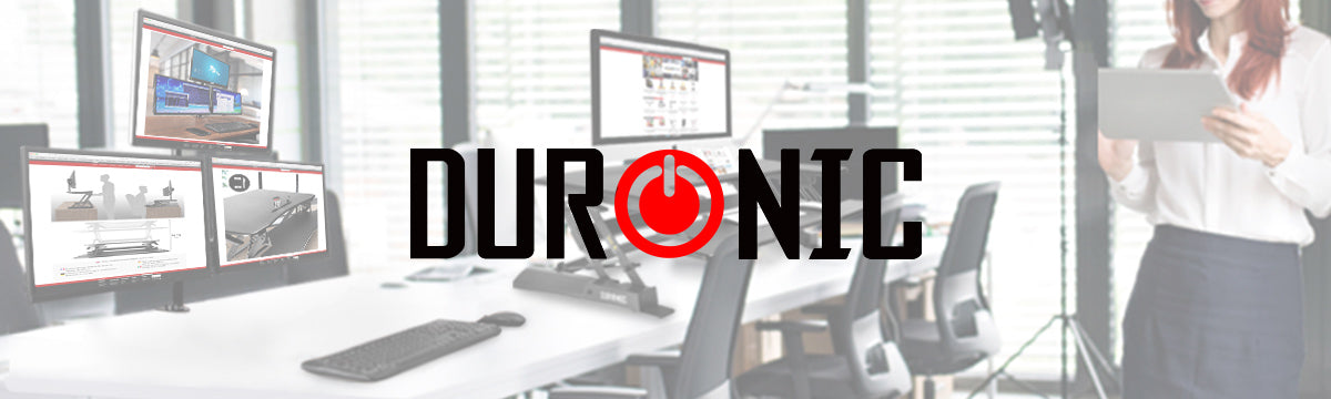 Duronic ergonomic sit stand desks to be used for PC computer screen, keyboard, laptop