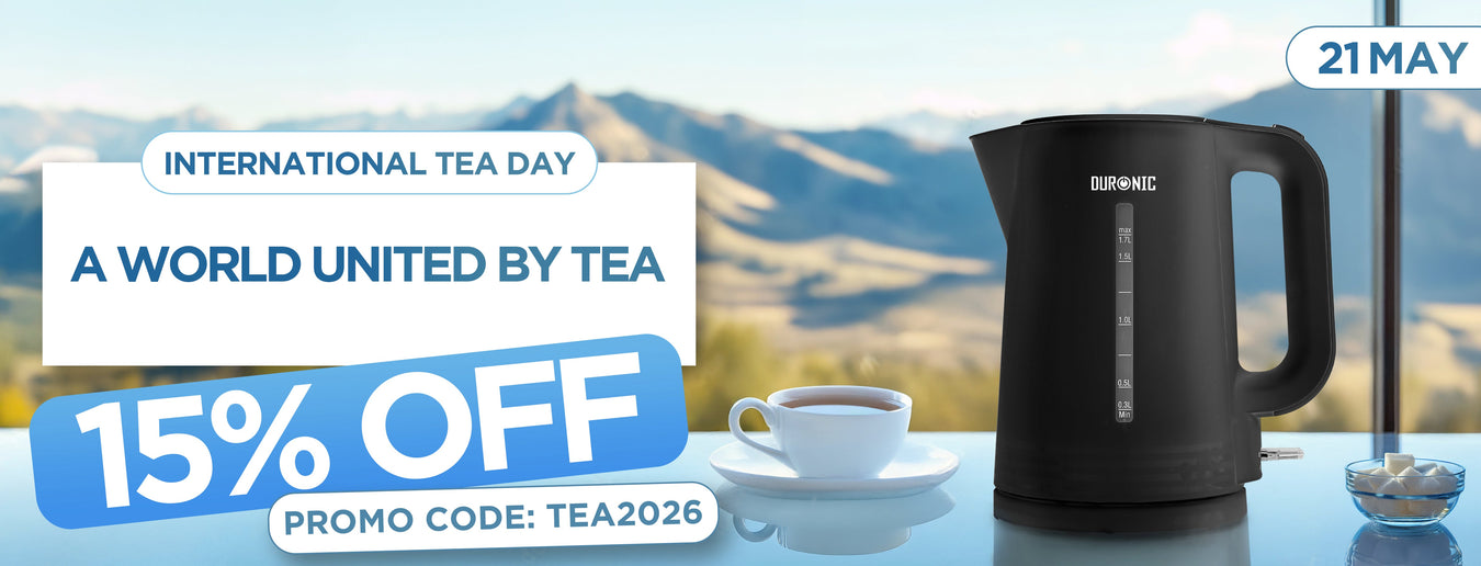International Tea Day 2026 featuring the Duronic EK17 BK electric kettle 