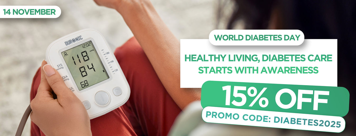 World Diabetes Day 2025, featuring the Duronic blood pressure monitor