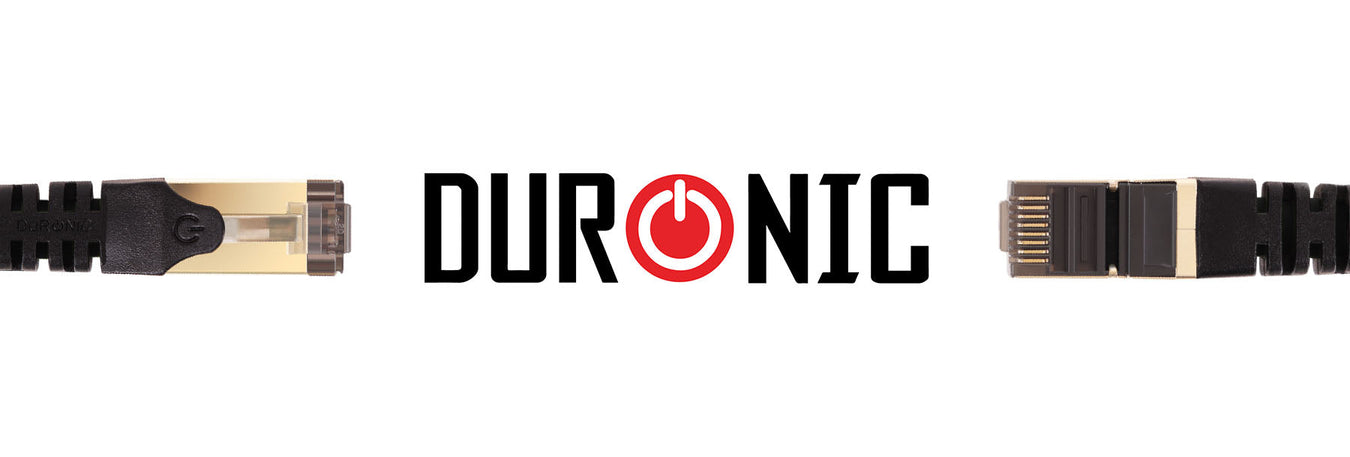 Image showing a Duronic ethernet cable, with a high-speed shielded lead for gaming consoles, computers, internet