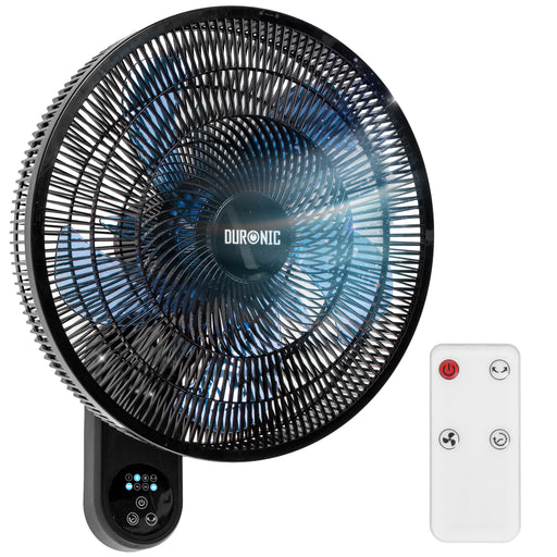 Duronic FN42 BK Wall Mounted Fan with Remote Control 52.8dB Quiet 16" Cooling Fan with 3 Speed Settings, 60° Oscillation, 7.5H Timer for Home, Office, Bedroom & Kitchen Black
