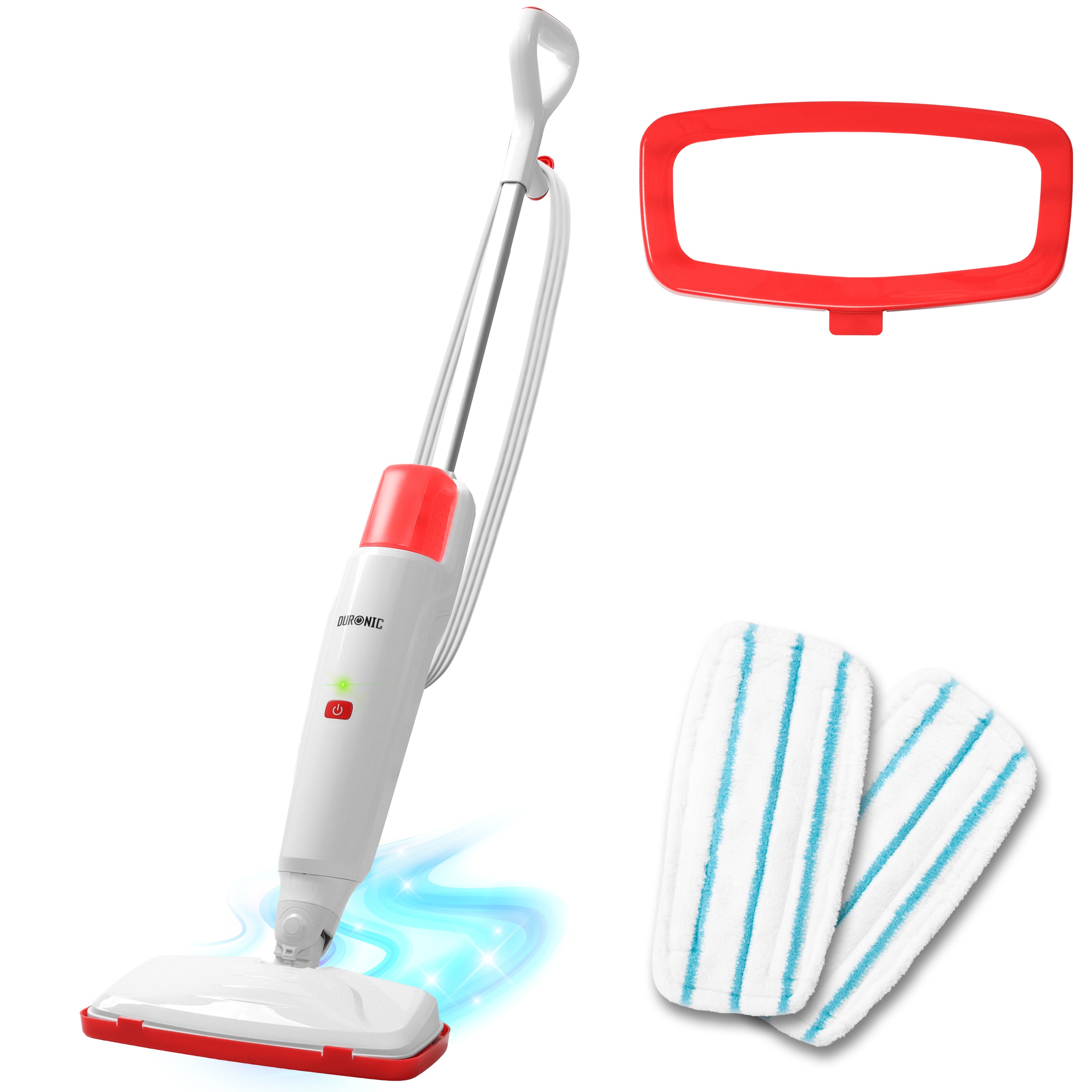 Duronic Electric Steam Mop STM15 WE 1500W Chemical Free Steamer Mops with 500ml Water Tank Automatic Upright Steam Cleaner Mop for Hard Floors Carpet Germ & Bacteria Removal White