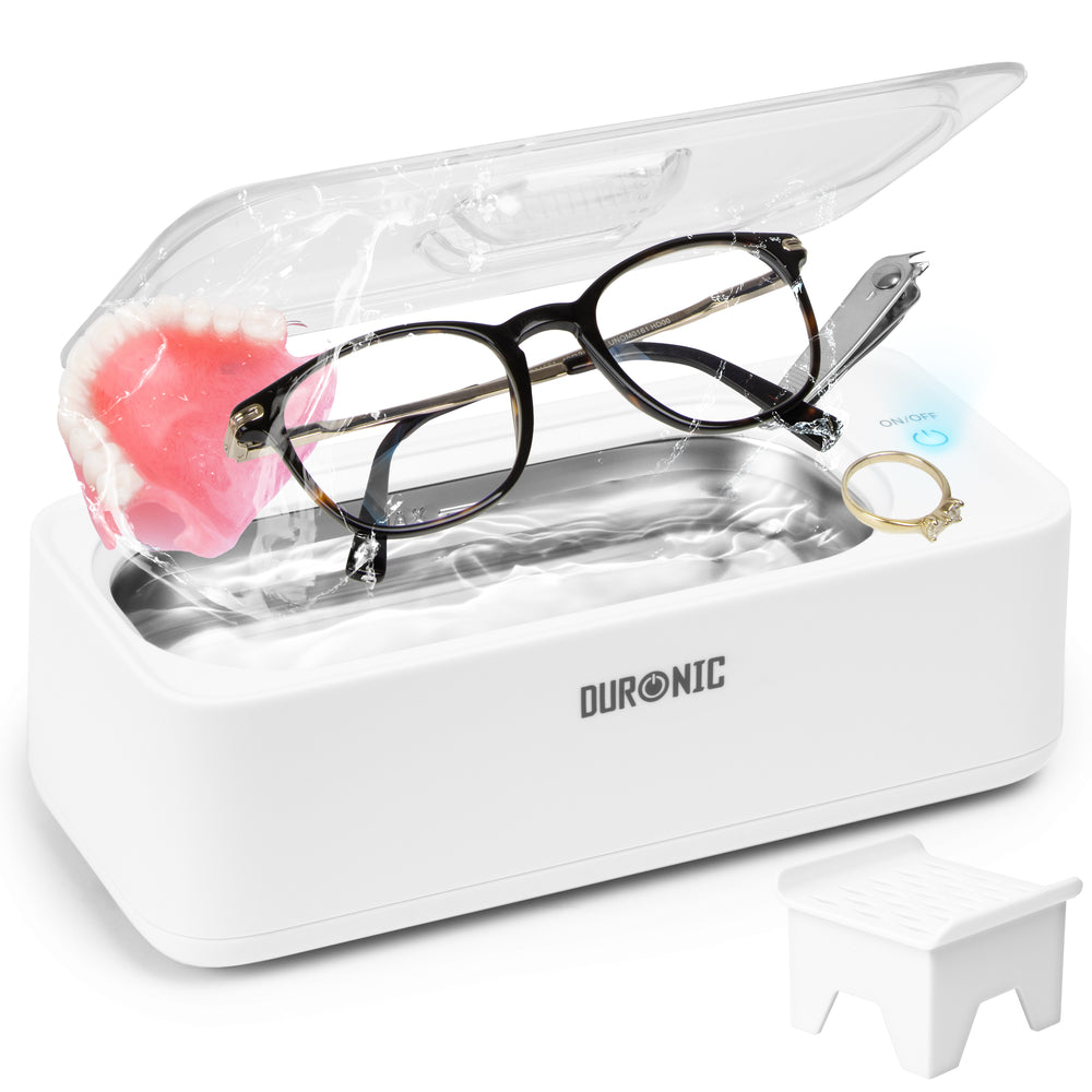 Duronic Ultrasonic Cleaner UC30 Lightweight Jewellery Cleaner with 53KHz Frequency Portable 18W Watch Cleaner Versatile Retainer Cleaner with 300ml Capacity Compact Cleaner for Jewelry Denture Glasses