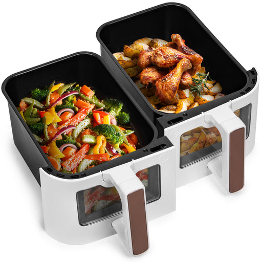 Duronic Twin Drawers AFD2 WE, TWIN DRAWERS ONLY, 2 x 5L Drawers Specifically for the AF24 Air Fryer, Two Cooking Trays with Sync Cook and Finish for Dual Zone Air Fryer White
