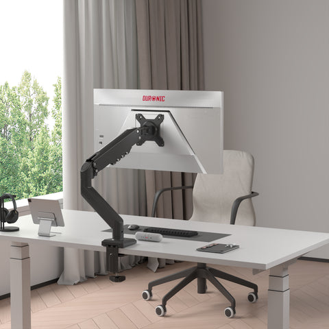 Duronic DM6A1 Dual Monitor Stand, Ergonomic Gas Powered Two 32” Monitor Arms Adjustable PC Desk Mount with VESA 75/100 Compatibility Computer Arm for Home Office Work