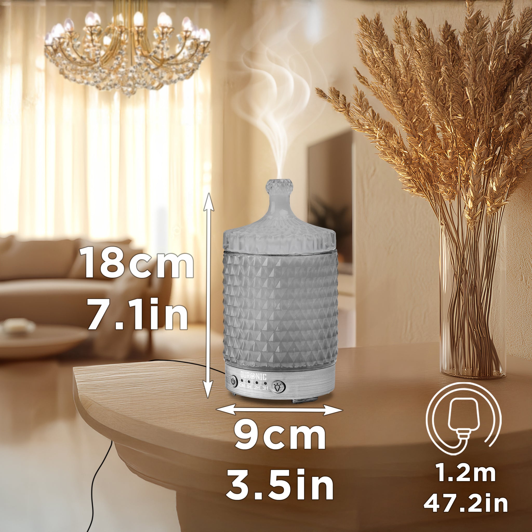 Duronic Aromatherapy Diffuser AD33 100ml Electric Aroma Diffuser Compact Essential Oil DIffuser for Home Office Bedroom Spa with 7 LED Lights Oil Scented Humidifier for Relaxation Sleep