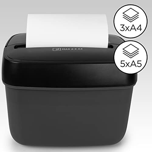 Duronic Mini Desktop Paper Shredder PS285 | Micro Cross Cut Electric Office Desk Shredder | 3x A4 Folded Sheets at a Time | GDPR Compliant: Protects Against Data Theft | 5L Litre Bin
