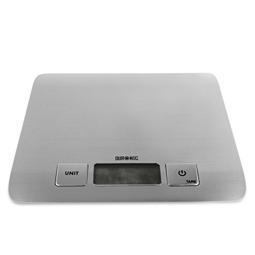 Duronic Kitchen Scales KS1009 | Silver Design with Glass Platform | 10kg Capacity | LCD Backlit Display | Add & Weigh Tare | 1g Precision | Measure Ingredients for Cooking & Baking