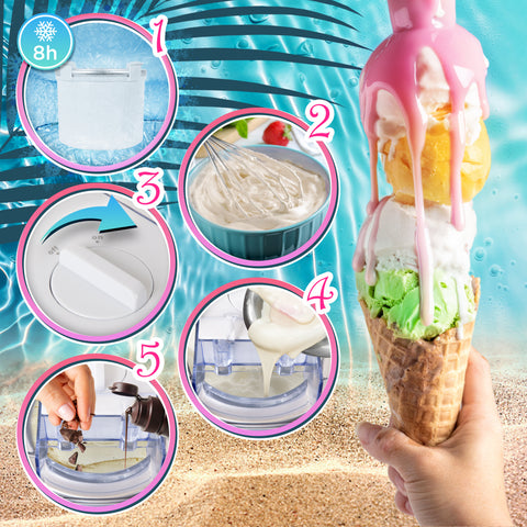 Duronic Ice Cream Maker IM540 Homemade Gelato, Sorbet, Frozen Yoghurt Maker Machine, Soft Serve Dessert Makers, Fresh Creamy Ice Creams in 30 Min, Compact Portable Design for Family Home Recipes