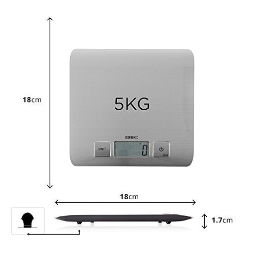 Duronic Digital Kitchen Scales KS1009 Electronic Kitchen Scale Weighing Measuring Baking Scale for Office School Cooking Baking Postal Pet Food Measurement Baker Weight Scale, with Tare LCD Display