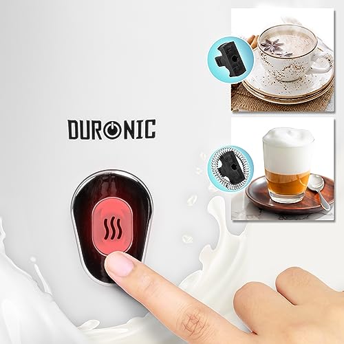 Duronic MF130 Milk Frother - 550W Electric Steamer for Coffee, Hot Chocolate, Cappuccino, Latte - Barista-Style Home Coffee Maker with 130ml/240ml Jug Capacity - White