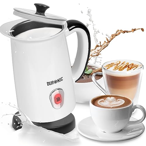 Duronic MF130 Milk Frother - 550W Electric Steamer for Coffee, Hot Chocolate, Cappuccino, Latte - Barista-Style Home Coffee Maker with 130ml/240ml Jug Capacity - White