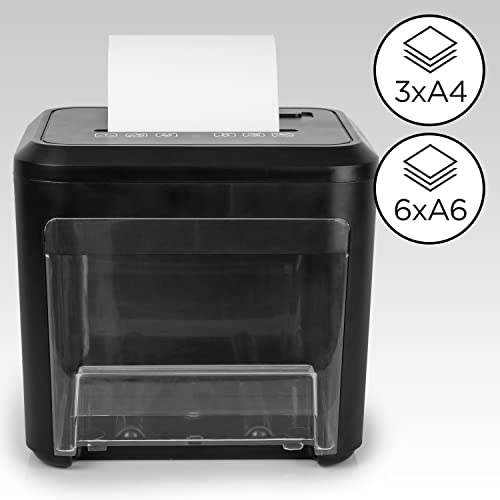 Duronic Cross Cut Paper Shredder PS132 Mini Personal Data Shredders, 3 Sheet Home Office Shredding Machine for Private Documents, Privacy & Security