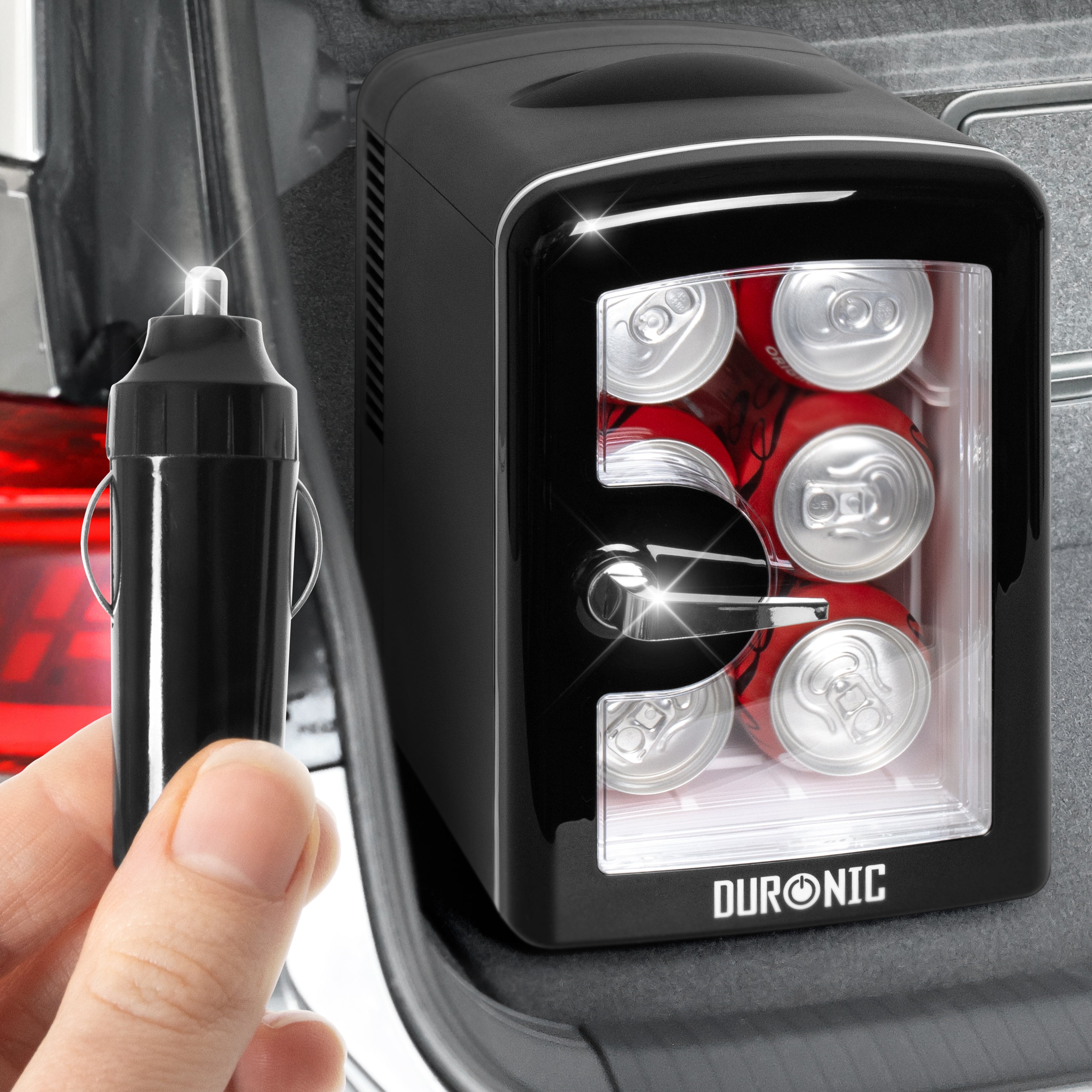 Duronic MFW4 BK Mini Fridge Warmer 4L Personal Refrigerator 6 Can Portable Drinks Cooler and Food Warmer, Skincare Fridge for Face Masks, AC/DC Small Fridges for Bedroom Home Office Car Black