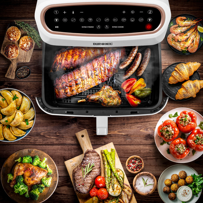 Duronic Large Drawer AFD1 WE LARGE DRAWER ONLY, 10L Drawer Specifically for the Duronic AF24 Air Fryer, One Big Sync Cook Cooking Tray for Dual Zone Air Fryer White