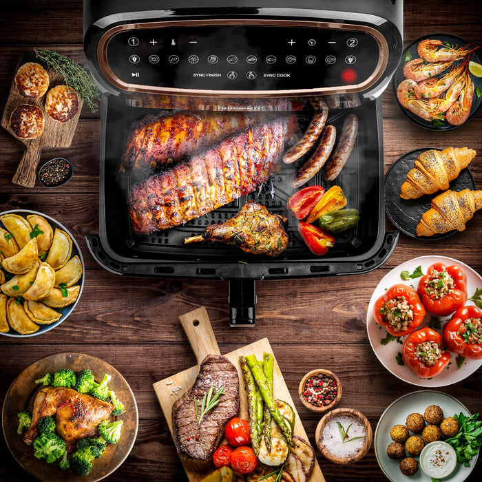 Duronic Large Drawer AFD1 BG Large Drawer ONLY, 10L Drawer Specifically for The Duronic AF24 Air Fryer, One Big Sync Cook Cooking Tray for Dual Zone Air Fryer Black Gold