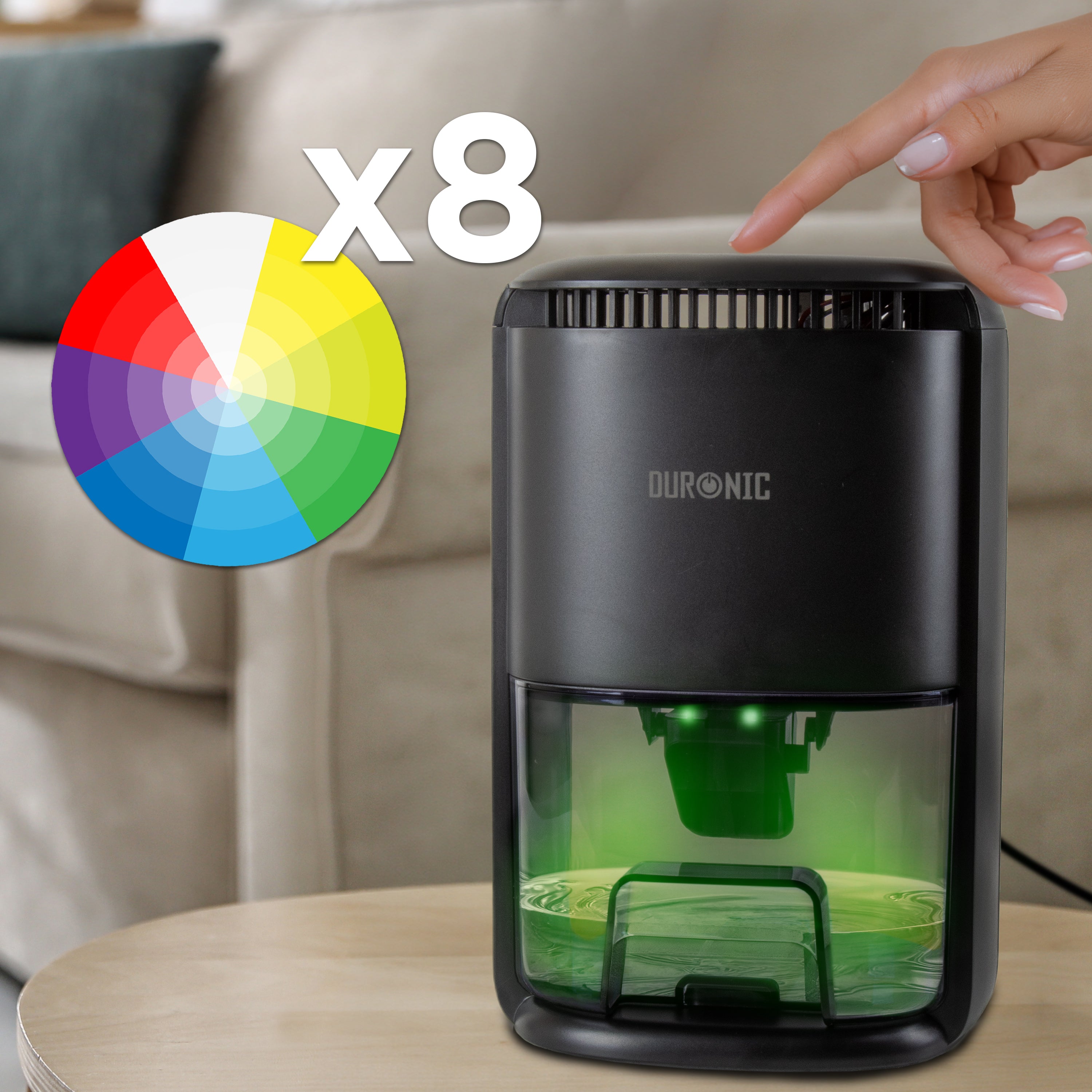 Duronic DH07 BK Mini Dehumidifier, 22.5W Compact Dehumidifier, Automatic Moisture Remover with 1L Tank Capacity, Quiet Home Dehumidifiers for Dust Allergies Asthma & Damp, Bedroom and Bathroom Black