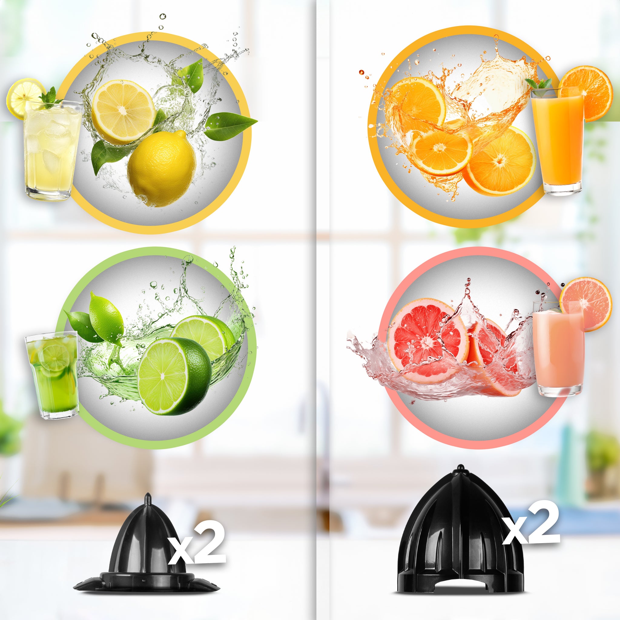 Duronic JE812 Electric Citrus Juicer, 105W Twin Lemon Juice Squeezer, Dual Orange Press Juicer with Large and Small Cones, Large Citrus Press for Extracting Lemon Juice, Limes and Grapefruit