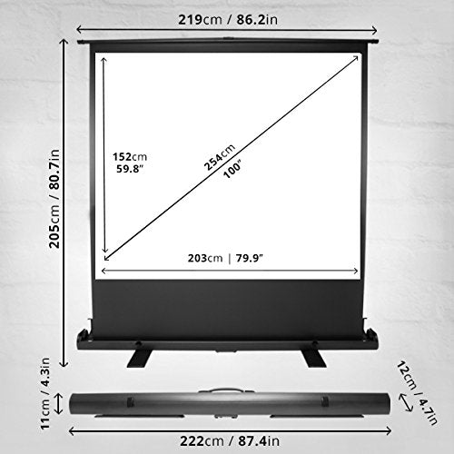 Duronic Projector Screen FPS100/43 Floor Projection Screens, 100” Freestanding Movie Screen, 4:3 Ratio Home Theatre Cinema Screen, Ideal for Home, Classroom, Office Presentations