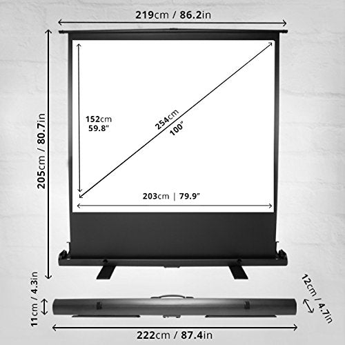 Duronic Projector Screen FPS100/43 - 100" Floor Projection Screen | School | Theatre | Cinema | Home Projector Screen (Screen: 203cm(w) X 152cm(h) Portable Freestanding - 4:3 Widescreen…