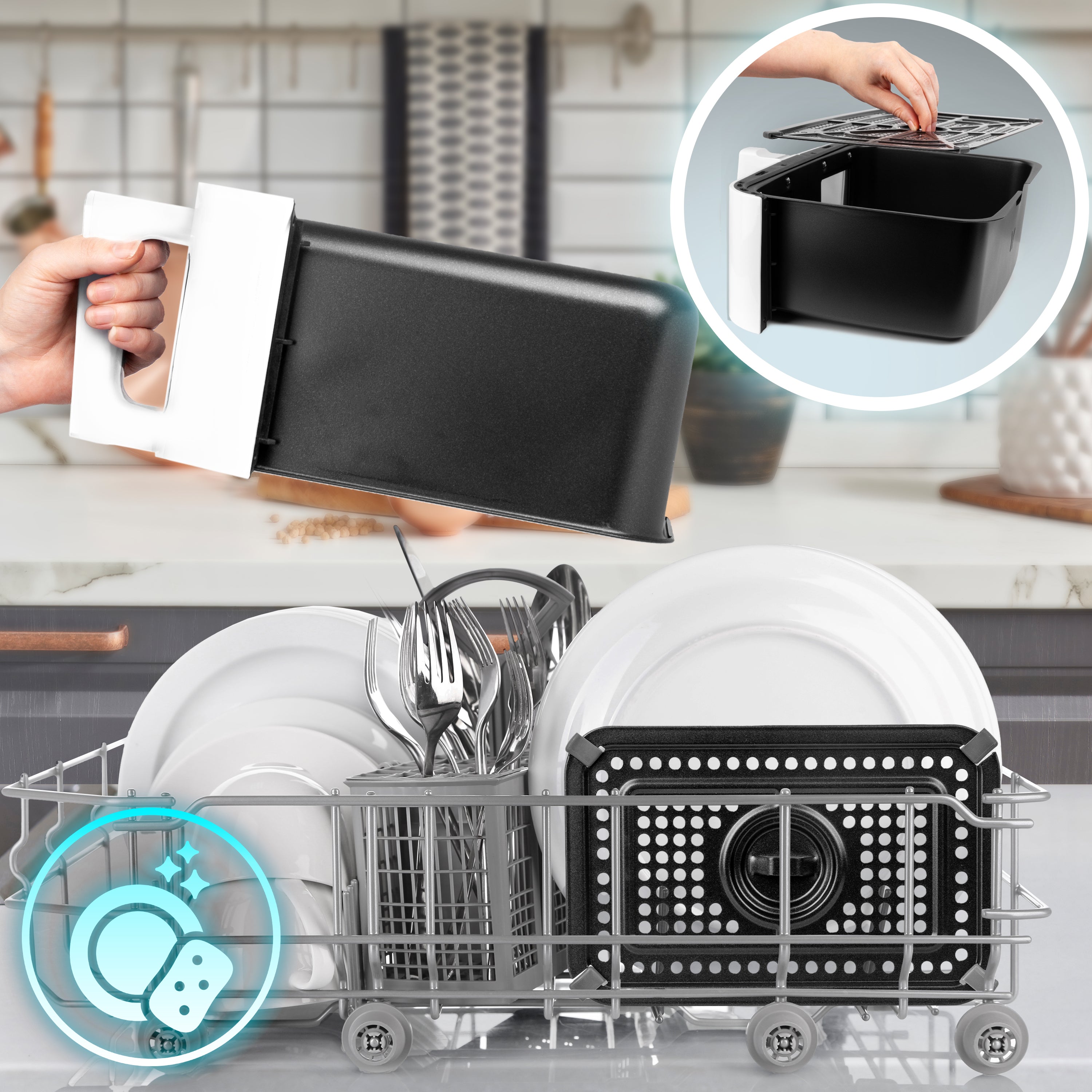 (LARGE DRAWER ONLY) Duronic Large Drawer AFD1 WE 2024 VERSION ONWARDS, 10L Drawer Specifically for the Duronic AF24 Air Fryer, One Big Sync Cook Cooking Tray for Dual Zone Air Fryer White