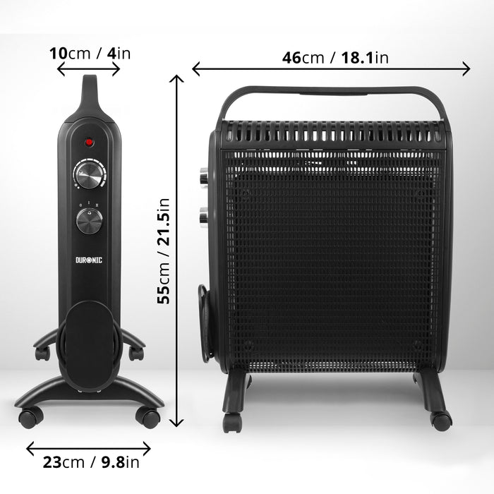 Duronic Electric Heater HV180 BK Oil Free Convection Heaters, Micathermic Panel Heaters, Portable Radiator with Mica Panels Convector Radiators for Heating Up Homes, Bedrooms, Offices & Garage Spaces