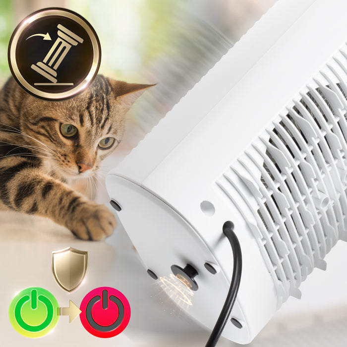 Duronic HV32 WE Electric Fan Heater 2in1 Portable Heater with Fan Compact 2kW Space Heaters Energy Efficient Desk Fans with Adjustable Temperature Thermostat and Safety Features for Home Office WHITE