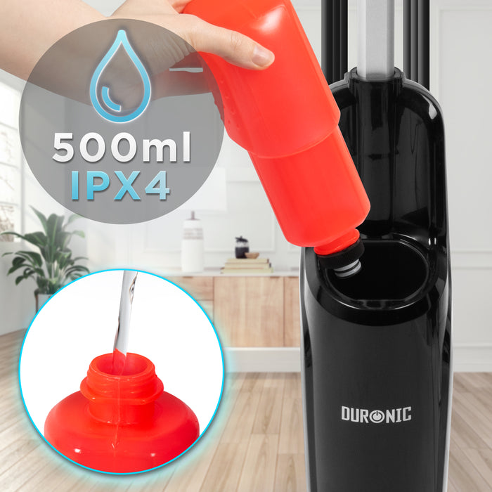 Duronic Electric Steam Mop STM15 BK 1500W Chemical Free Steamer Mops with 500ml Water Tank Automatic Upright Steam Cleaner Mop for Hard Floors Carpet Germ & Bacteria Removal Black