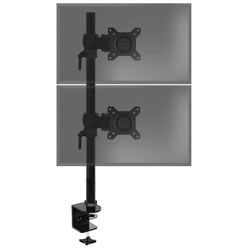 Duronic Dual Screen Monitor Stand DM35V2X1 | Double/Twin PC Desk Mount | Aluminium | Adjustable | For Two 13-27 Inch LED LCD Screens | VESA 75/100 | 8kg Per Screen | Tilt -15°/+15°,Swivel 180°,Rotate 360°