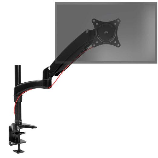 Duronic Monitor Arm Stand DM551X2 | Single PC Desk Mount | BLACK | Aluminium | Height Adjustable | For One 15-27 LED LCD Screen | VESA 75/100 | 7.8kg Capacity | Tilt -90°/+85°,Swivel 180°,Rotate 360°