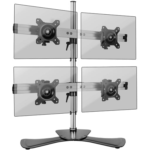Duronic Monitor Arm Stand DM754 | Quad Freestanding PC Desk Mount | BLACK | Height Adjustable | For Four 15-24 LED LCD Screens | VESA 75/100 | 8kg Capacity | Tilt -15°/+15°, Rotate 360°