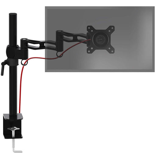 Duronic Single Monitor Arm Stand DM351X3 BK | PC Desk Mount | BLACK | Aluminium | Height Adjustable | For One 13-27 LED LCD Screen | VESA 75/100 | 8kg Capacity | Tilt +15°/-15°,Swivel 180°,Rotate 360°