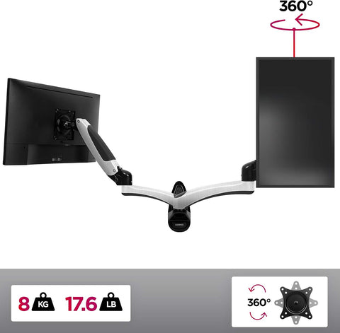Duronic Monitor Arm Wall Mount DM65W1X2 | Bracket for Single PC Computer Screen | Aluminium | For One 15”-27” LED LCD TV Television | VESA 75/100 Fixing | Tilt +85°/-90°, Swivel 180°, Rotate 360°
