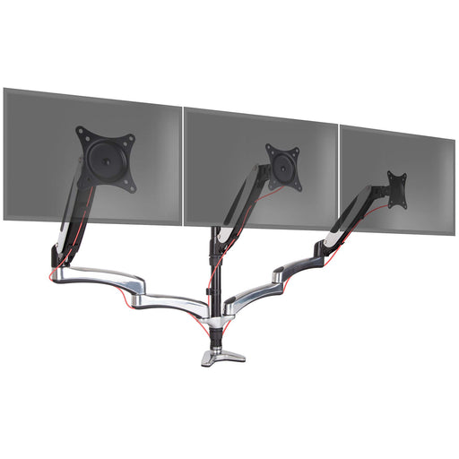 Duronic Monitor Arm Stand DM652 | Dual Gas-Powered PC Desk Mount | BLACK | Height Adjustable | For Two 15-27 LED LCD Screens | VESA 75/100 | 8kg Capacity | Tilt -90°/+85°,Swivel 180°,Rotate 360°