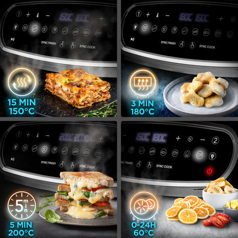 (LARGE SINGLE DRAWER MODEL) Duronic XXL Digital Air Fryer AF14 BK 10L Family Size Air Fryers 10in1 Dual Zone Extra Large AirFryer with window for Family Cooking with Dishwasher Safe Non-Stick Basket Black