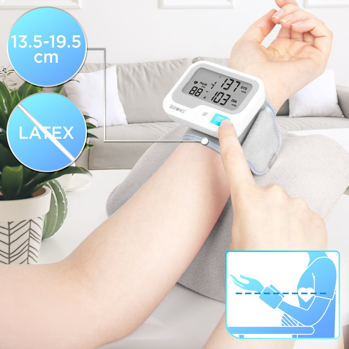 Duronic Wrist Blood Pressure Monitors BPM65 CE Approved Monitor Automatic Blood Pressure Machine Wrist BP Monitor Cuff Certified Medical Device for Home Use