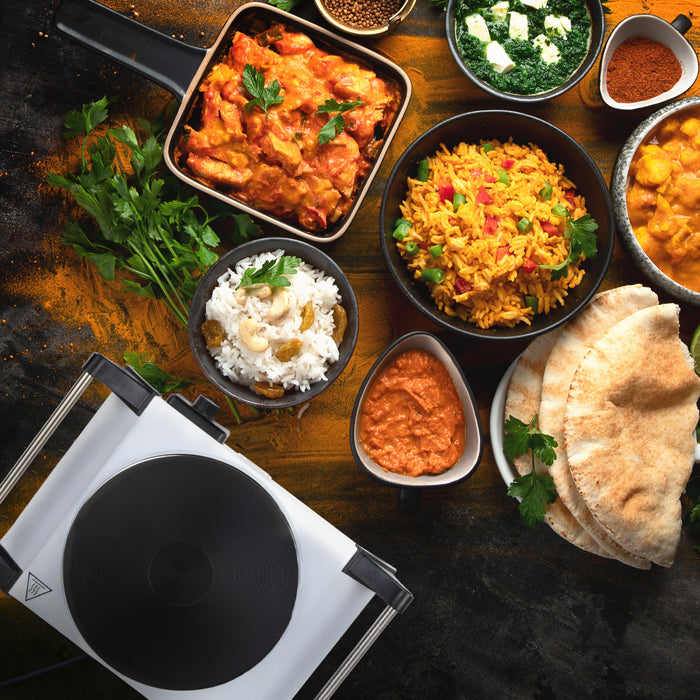 Duronic Electric Hot Plate HP1 WE, 1500W Single Burner Hob, Portable Table Top Cooker with Cast Iron Ring & Cool-Touch Handles for Camping, Caravans, Home, Small Kitchens, White
