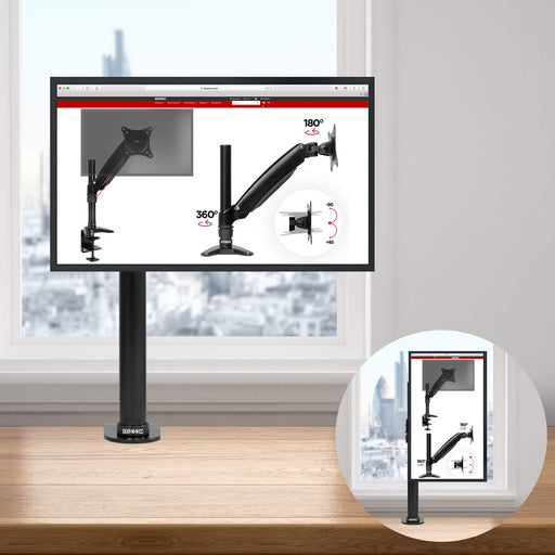 Duronic Monitor Arm Stand DM451X1 | Single PC Desk Mount | Aluminium | Height Adjustable | For One 15-27 LED LCD Screen | VESA 75/100 | 13kg Per Screen | Tilt -20°/-20°, Rotate 360°…
