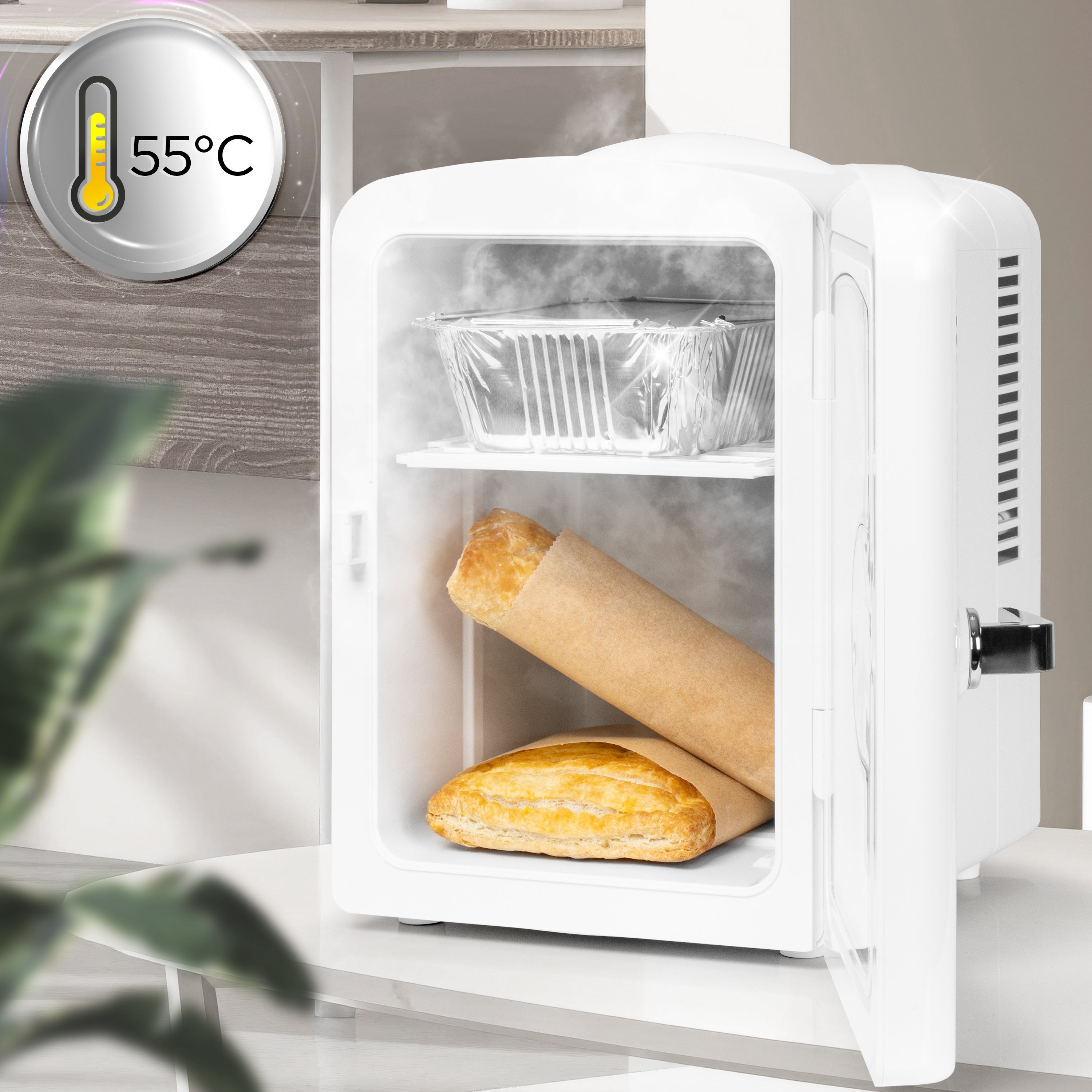 Duronic MFW4 WE Mini Fridge Warmer 4L Personal Refrigerator 6 Can Portable Drinks Cooler and Food Warmer, Skincare Fridge for Face Masks, AC/DC Small Fridges for Bedroom Home Office Car White