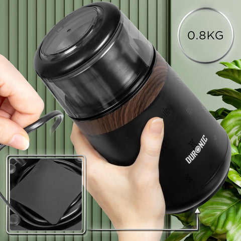 Duronic CG155 Electric Coffee Grinder, 220ml Wet & Dry Spice Mill, Brown, Fast One-Touch Grinding with Dry and Wet cups for Coffee, Spices, Nuts, Seeds, Pastes and Sauces, 150W