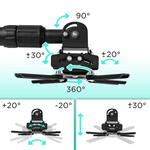 Duronic PB04XL Projector Mount | Projector Ceiling & Wall Mount | Multi-Fit Projector Bracket | Bracket for Video Projector | Rotatable and Swivelling | Home Cinema | Load Capacity up to 13.6 kg | 360° Rotation